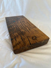 Load image into Gallery viewer, Reclaimed White Oak Charcuterie/Cutting Board with Aqua epoxy inlay
