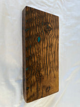 Load image into Gallery viewer, Reclaimed White Oak Charcuterie/Cutting Board with Aqua epoxy inlay
